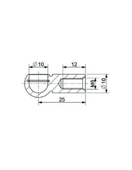 Mocowanie sprężyny gazowej z gwintem M6 gniazdo fi 10 mm, długość 25 mm, do 800N | Mechanika Przemysłowa | Sklep Eshop Dopak