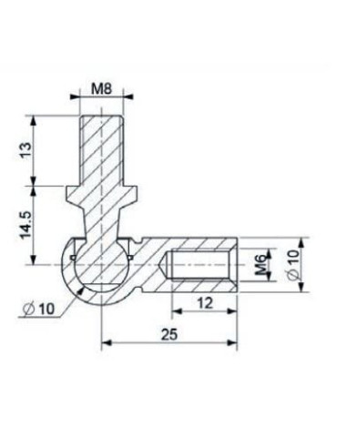 Mocowanie sprężyny gazowej z gwintem M6-M8 przegub kulowy, fi 10 mm, długość 25 mm, do 800N | Mechanika Przemysłowa | Sklep Esho