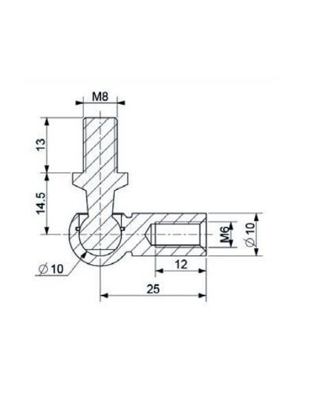 Mocowanie sprężyny gazowej z gwintem M6-M8 przegub kulowy, fi 10 mm, długość 25 mm, do 800N | Mechanika Przemysłowa | Sklep Esho