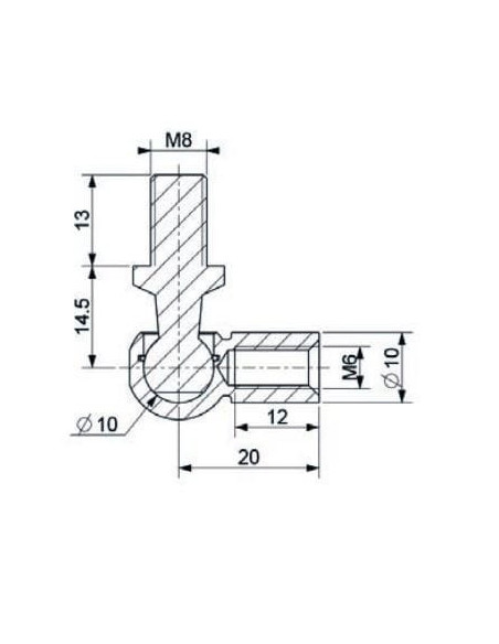Mocowanie sprężyny gazowej z gwintem M6-M8 przegub kulowy, fi 10 mm, długość 20 mm, do 800N | Mechanika Przemysłowa | Sklep Esho