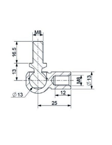 Mocowanie sprężyny gazowej z gwintem M8-M8, INOX przegub kulowy, fi 13 mm, długość 25 mm, do 1200N | Mechanika Przemysłowa | Skl