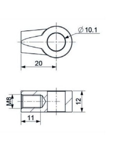 Mocowanie sprężyny gazowej z gwintem M8 ucho fi 10,1 mm, długość 20 mm | Mechanika Przemysłowa | Sklep Eshop Dopak