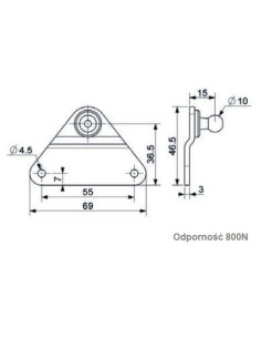 Mocowanie sprężyny gazowej naścienne płaskie, kula fi 10 mm, do 800N | Mechanika Przemysłowa | Sklep Eshop Dopak 2