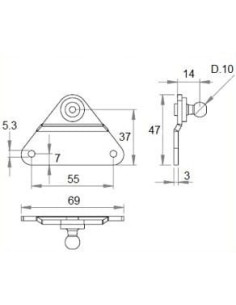 Mocowanie sprężyny gazowej naścienne naścienne fi 10mm, INOX | Mechanika Przemysłowa | Sklep Eshop Dopak