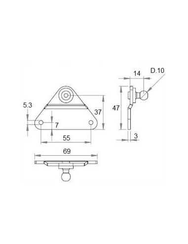 Mocowanie sprężyny gazowej naścienne naścienne fi 10mm, INOX | Mechanika Przemysłowa | Sklep Eshop Dopak