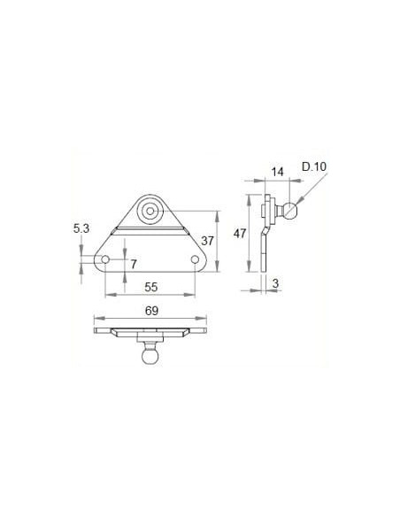 Mocowanie sprężyny gazowej naścienne naścienne fi 10mm, INOX | Mechanika Przemysłowa | Sklep Eshop Dopak