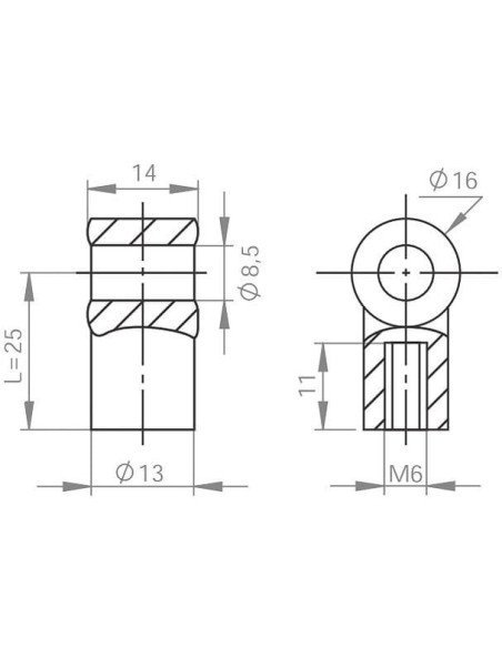 Mocowanie do sprężyny gazowej ucho fi 8,6mm plastik (25mm) | Mechanika Przemysłowa | Sklep Eshop Dopak