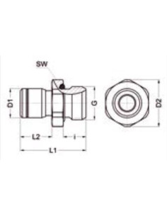 Złączka pneumatyczna wtykowa prosta G 3/8 GZ do węża fi 10 mm, FPM, stal nierdzewna, Eisele 2