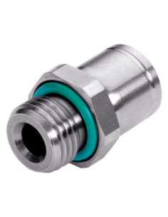 Złączka pneumatyczna wtykowa prosta G 1/2 GZ do węża fi 10 mm, FPM, stal nierdzewna, Eisele