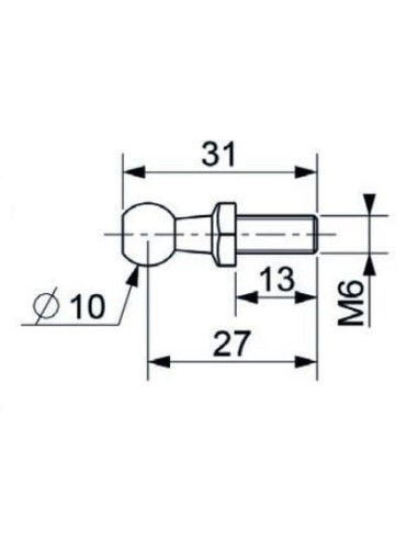 Mocowanie sprężyny gazowej z gwintem M6 trzpień do gniazda fi 10 mm, do 750N, INOX | Mechanika Przemysłowa | Sklep Eshop Dopak