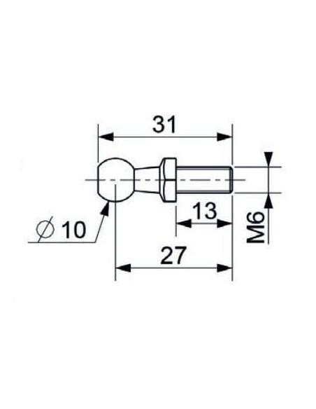 Mocowanie sprężyny gazowej z gwintem M6 trzpień do gniazda fi 10 mm, do 750N, INOX | Mechanika Przemysłowa | Sklep Eshop Dopak