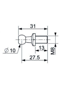 Mocowanie sprężyny gazowej z gwintem M8 trzpień do gniazda fi 10 mm, do 750N, INOX | Mechanika Przemysłowa | Sklep Eshop Dopak 2