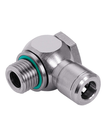 Złączka wtykowa kątowa banjo G 1/4 GZ do węża fi 4 mm, FPM, stal nierdzewna, Eisele