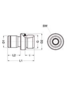 Złączka pneumatyczna wtykowa prosta G 1/4 GZ do węża fi 6 mm, FPM, stal nierdzewna, Eisele 2