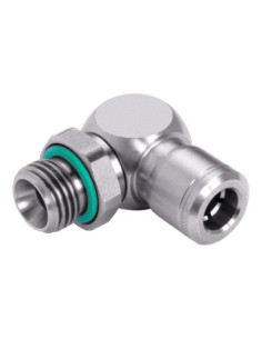 Złączka pneumatyczna wtykowa kątowa obrotowa G 3/8 GZ do węża fi 10 mm, stal nierdzewna, Eisele