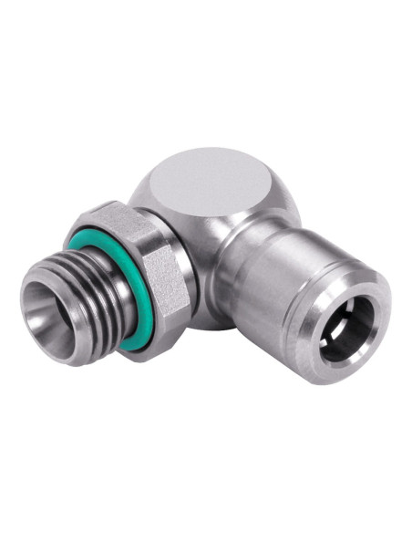 Złączka pneumatyczna wtykowa kątowa obrotowa G 3/8 GZ do węża fi 10 mm, stal nierdzewna, Eisele