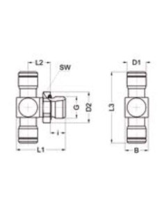 Trójnik pneumatyczny wtykowy obrotowy G 1/8 GZ do węża fi 4 mm, stal nierdzewna, Eisele 2