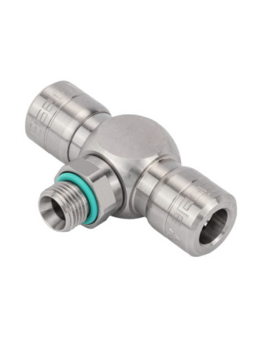 Trójnik pneumatyczny wtykowy obrotowy G 3/8 GZ do węża fi 10 mm, stal nierdzewna, Eisele