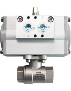 Zawór kulowy nierdzewny SUN DR R 1 1/2" PTFE PN64 z napędem pneumatycznym podwójnego działania DFPD | Hydraulika | Eshop Dopak | 2
