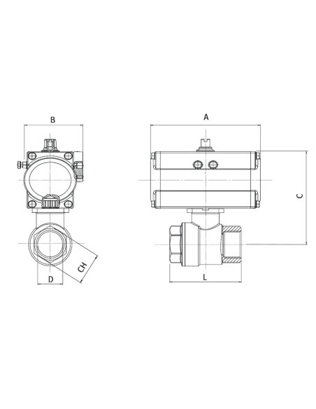 Zawór kulowy nierdzewny SUN DR R 1" PTFE PN100 z napędem pneumatycznym podwójnego działania DFPD | Hydraulika | Eshop Dopak | Ws