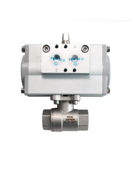 Zawór kulowy nierdzewny SUN DR R 3/4" PTFE PN100 z napędem pneumatycznym podwójnego działania DFPD | Hydraulika | Eshop Dopak | 