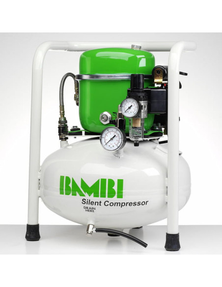 Sprężarka tłokowa olejowa BAMBI, 31 l/min., 8 bar cicha 40 dB(A), laboratoryjna, zbiornik 15 L | Pneumatyka | Eshop Dopak | Wszy