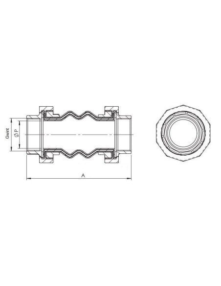Kompensator gwintowany gumowy G 1 GW, PN16 NBR, przyłącza stal galwanizowana | Hydraulika | Eshop Dopak | Wszystko dla Przemysłu