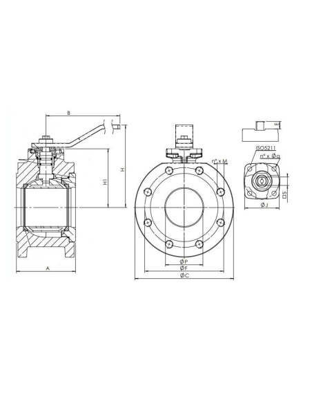Zawór kulowy kołnierzowy DN80 PN16, żeliwny, PTFE, mosiądz płyta ISO5211, krótka zabudowa | Hydraulika | Eshop Dopak | Wszystko 