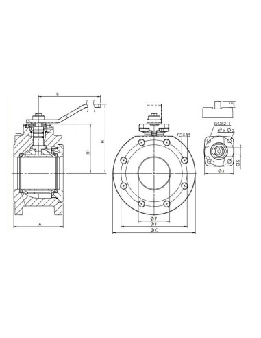 Zawór kulowy kołnierzowy DN100 PN16, żeliwny, PTFE, mosiądz płyta ISO5211, krótka zabudowa | Hydraulika | Eshop Dopak | Wszystko