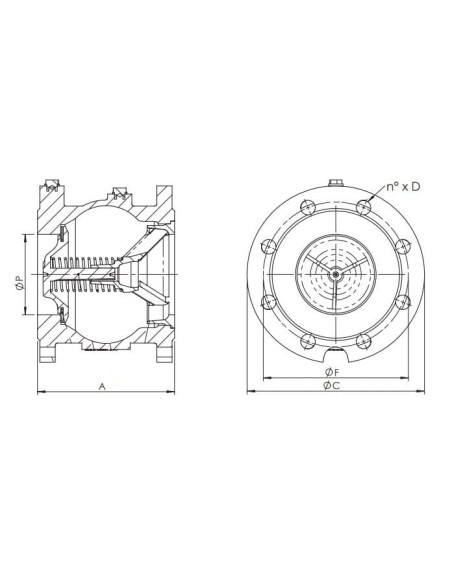 Zawór zwrotny kołnierzowy grzybkowy DN50 PN16, żeliwno GG25, grzyb nierdzewny, uszczelnienie NBR | Hydraulika | Eshop Dopak | Ws