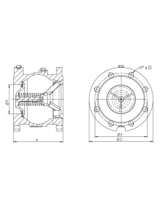 Zawór zwrotny kołnierzowy grzybkowy DN80 PN16, żeliwno GG25, grzyb nierdzewny, uszczelnienie NBR | Hydraulika | Eshop Dopak | Ws