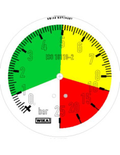 Manometr glic. 113.53 Wika G1/4B dolny, 100mm Kolor. pola 0...1...5...10...25bar do opryskiwaczy | Przyrządy Pomiarowe | Eshop D