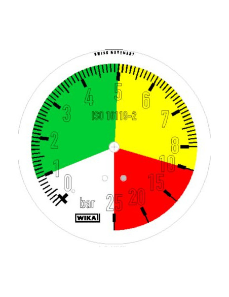 Manometr glic. 113.53 Wika G1/4B dolny, 100mm Kolor. pola 0...1...5...10...25bar do opryskiwaczy | Przyrządy Pomiarowe | Eshop D