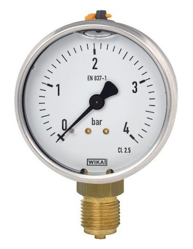 Manometr glic. 113.53 Wika G1/4B tylny centr 100mm Kolor. pola 1...5...10...25bar do opryskiwaczy | Przyrządy Pomiarowe | Eshop 