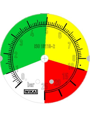 Manometr glic. 213.53 Wika G1/4B tylny, 63mm Kolor. pola 1...5...10...25 bar do opryskiwaczy | Przyrządy Pomiarowe | Eshop Dopak