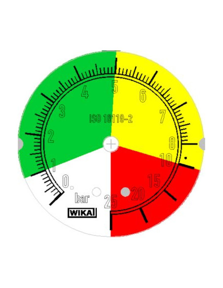 Manometr glic. 213.53 Wika G1/4B tylny, 63mm Kolor. pola 1...5...10...25 bar do opryskiwaczy | Przyrządy Pomiarowe | Eshop Dopak