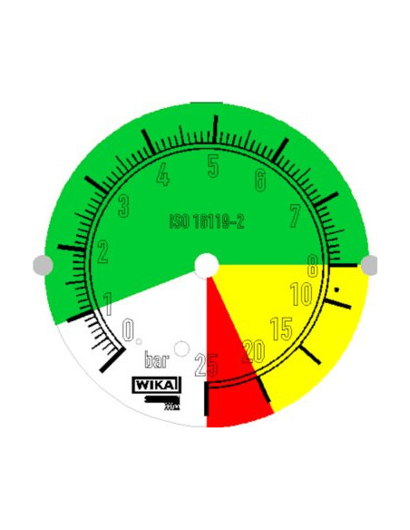 Manometr glic. 213.53 Wika G1/4B dolny, 63mm Kolor. pola 1...8...20...25 bar do opryskiwaczy | Przyrządy Pomiarowe | Eshop Dopak