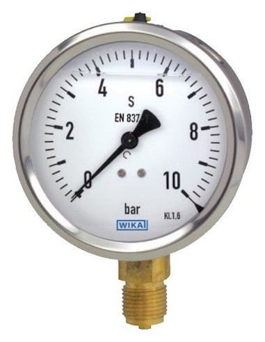 Manometr glic. 213.53 Wika G1/4B tylny, 63mm Kolor. pola 1...8...20...25 bar do opryskiwaczy | Przyrządy Pomiarowe | Eshop Dopak