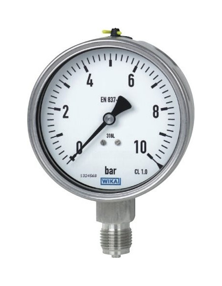 Manometr glic. nier. 233.50 Wika G1/4B dolny,100mm Kolor. pola 0...1...10...16..25bar do opryskiwaczy | Przyrządy Pomiarowe | Es