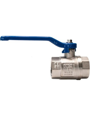 Zawór kulowy gwintowany G 1 PTFE WW PN 25bar mosiądz niklowany rączka niebieska stal | Hydraulika | Eshop Dopak | Wszystko dla P