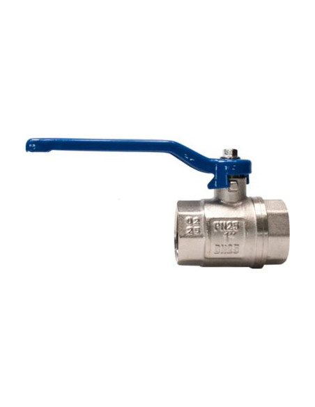 Zawór kulowy gwintowany G 1 PTFE WW PN 25bar mosiądz niklowany rączka niebieska stal | Hydraulika | Eshop Dopak | Wszystko dla P