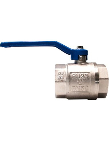 Zawór kulowy gwintowany G 1 1/2 PTFE WW PN 25bar mosiądz niklowany rączka niebieska stal | Hydraulika | Eshop Dopak | Wszystko d