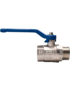 Zawór kulowy gwintowany G 1 PTFE WZ PN 25bar mosiądz niklowany rączka niebieska stal | Hydraulika | Eshop Dopak | Wszystko dla P