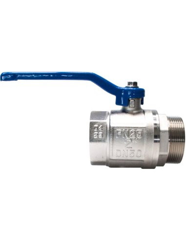 Zawór kulowy gwintowany G 1 1/2 PTFE WZ PN 25bar mosiądz niklowany rączka niebieska stal | Hydraulika | Eshop Dopak | Wszystko d