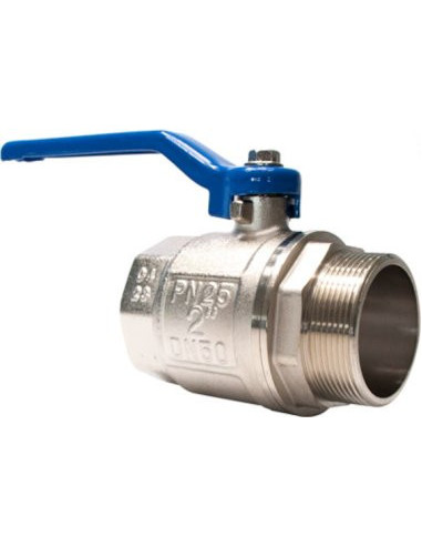 Zawór kulowy gwintowany G 2 PTFE WZ PN 25bar mosiądz niklowany rączka niebieska stal | Hydraulika | Eshop Dopak | Wszystko dla P