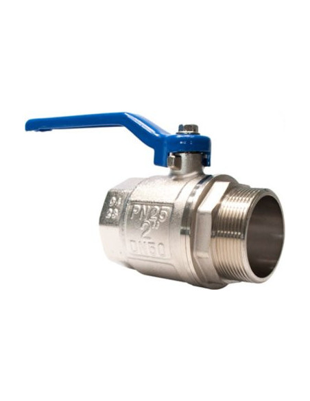 Zawór kulowy gwintowany G 2 PTFE WZ PN 25bar mosiądz niklowany rączka niebieska stal | Hydraulika | Eshop Dopak | Wszystko dla P
