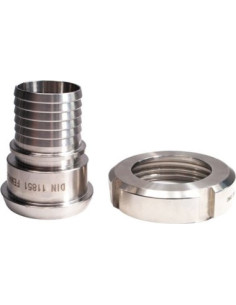 Końcówka DIN 11851 z nakrętką, DN65, GW RD95x1/6" ogon karbowany, pod obejmę skorupową, AISI 316/304 | Przewody i Złącza | Eshop 2