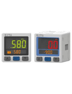 Manometr elektroniczny cyfrowy -1/0 bar, G 1/8 GZ - M5 GW, 2xPNP/1-5V, aksjalny, kabel 2m | Przyrządy Pomiarowe | Eshop Dopak | 