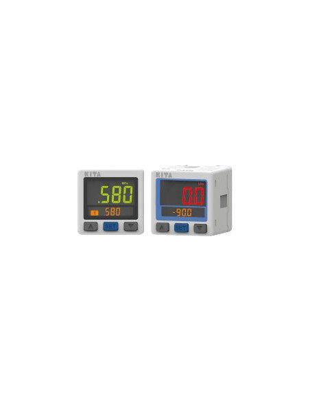 Manometr elektroniczny cyfrowy -1/0 bar, G 1/8 GZ - M5 GW, 2xPNP/1-5V, aksjalny, kabel 2m | Przyrządy Pomiarowe | Eshop Dopak | 