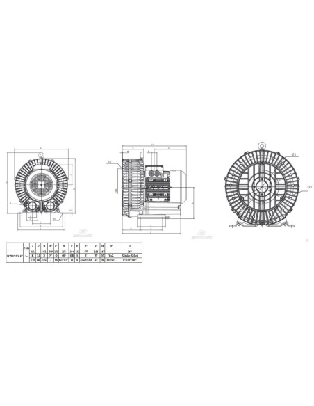 Dmuchawa bocznokanałowa 520 m3/h, 5,5 kW,  300 mbar/-300 mbar, 400V | Pneumatyka | Eshop Dopak | Wszystko dla Przemysłu